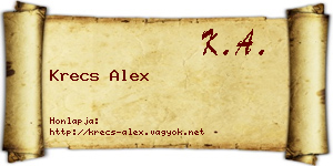 Krecs Alex névjegykártya